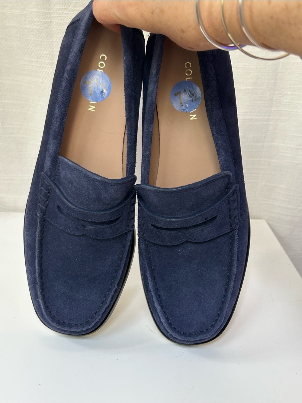 Cole Haan Women's NWOT Navy Suede Preppy Classic Penny Loafers
